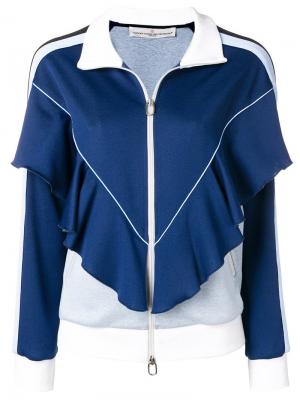 Спортивная куртка на молнии с оборками Golden Goose Deluxe Brand. Цвет: синий