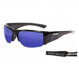 Спортивные очки Guadalupe глянцевые черные / зеркально-синие линзы OCEAN. Цвет: черный