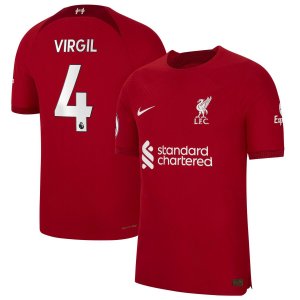 Мужская домашняя аутентичная майка Virgil Van Dijk Red Liverpool 2022/23 Nike