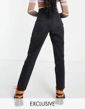 Черные рваные хлопковые джинсы в стиле мам COLLUSION x006 - BLACK