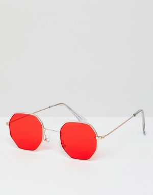 Шестиугольные солнцезащитные очки с красными стеклами -Красный 7X