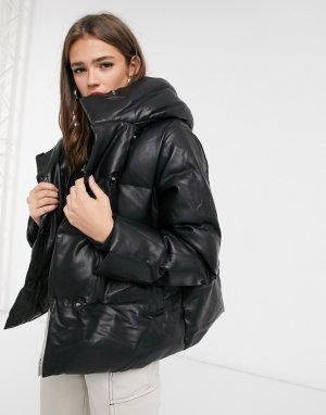 Укороченное пальто из искусственной кожи в стиле oversized patricia-Черный Jakke