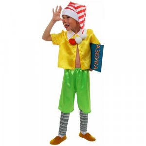 Карнавальный костюм Элит Классик Буратино (Золотой ключик) в зеленых шортах Elite CLASSIC. Цвет: микс/разноцветный