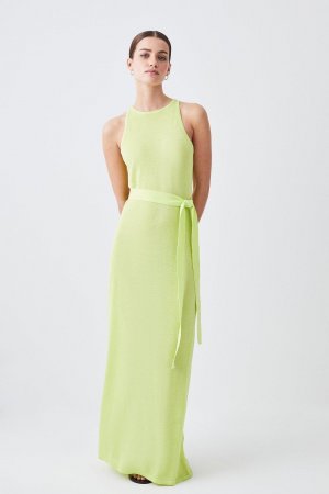 Легкое летнее трикотажное платье макси в стиле гонок из смеси вискозы , зеленый Karen Millen