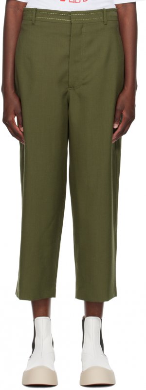 Зеленые укороченные брюки Лес Marni