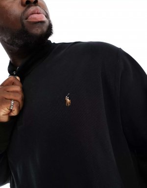 Черный жаккардовый свитшот двойной вязки с логотипом Big & Tall Polo Ralph Lauren. Цвет: черный