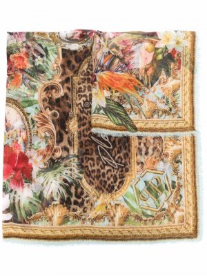 Платок с леопардовым принтом Philipp Plein. Цвет: коричневый