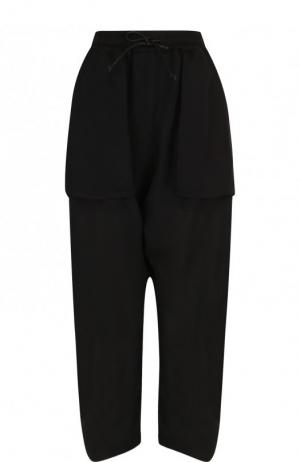 Укороченные шелковые брюки с поясом на кулиске Isabel Benenato. Цвет: черный