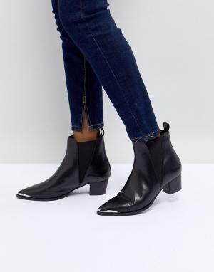 Черные кожаные ботинки с отделкой в стиле вестерн Azalea Office. Цвет: черный