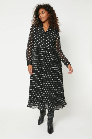 Плиссированное шифоновое платье-рубашка миди Mono Spot , мультиколор Dorothy Perkins