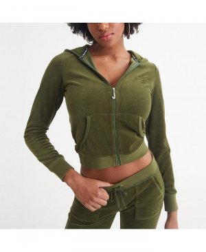 Женская спортивная куртка с карманами-кенгуру и отделкой в рубчик Heritage , зеленый Juicy Couture