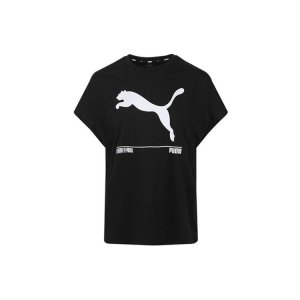 Large Logo Barcode Short Sleeve T-Shirt Women Tops Black 583865-01 Puma