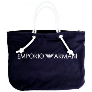 Шопер на молнии с логотипом Emporio Armani. Цвет: синий