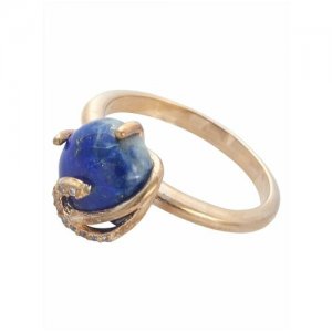 Кольцо помолвочное , лазурит, размер 17, синий Lotus Jewelry. Цвет: синий