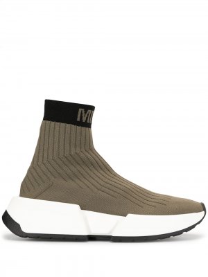 Высокие кроссовки-носки MM6 Maison Margiela. Цвет: зеленый