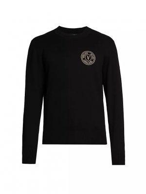Хлопковый свитер с логотипом , черный Versace Jeans Couture
