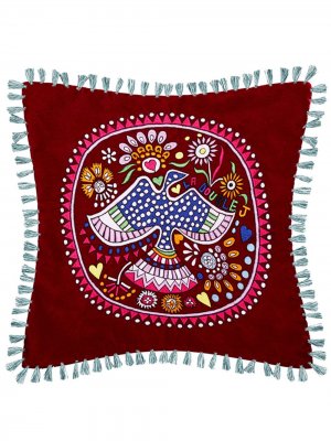 Декоративная подушка с вышивкой и кисточками La DoubleJ. Цвет: красный