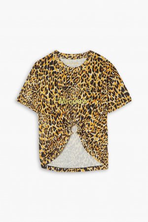 Украшенная футболка из хлопкового джерси с леопардовым принтом, животный принт Paco Rabanne