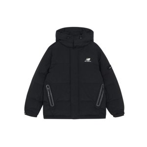 Solid Color Warm Hooded Down Jacket Men Outerwear Black AMJ14323-BK New Balance