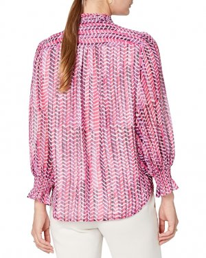 Блуза Long Sleeve Ruffled Blouse, цвет Hibscus/Violet Berry DKNY