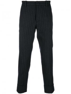 Укороченные полосатые брюки Paolo Pecora. Цвет: серый
