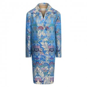 Пальто из смеси шелка и льна Dries Van Noten. Цвет: синий