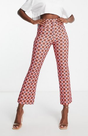 Укороченные узкие брюки с принтом ASOS DESIGN, красный