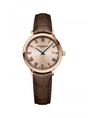 Часы Toccata из нержавеющей стали с розовым золотом и кожаным ремешком/29 мм , золотой Raymond Weil