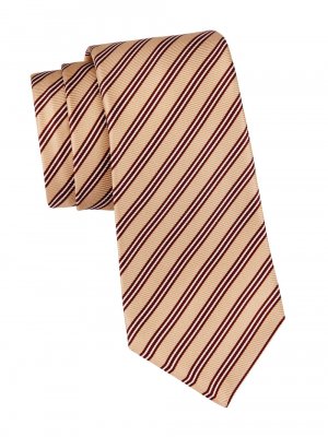 Шелковый галстук в полоску , кремовый Kiton