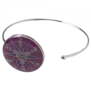 Браслет , эмаль, диаметр 6.5 см, фиолетовый, серебряный Clara Bijoux. Цвет: фиолетовый/серебристый