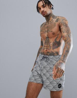 Пляжные шорты с геометрическим принтом Static Island Volley 15 Quiksilver. Цвет: черный