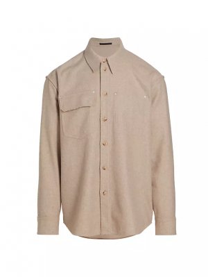 Рубашка из смесовой шерсти с нагрудным карманом , бежевый Helmut Lang