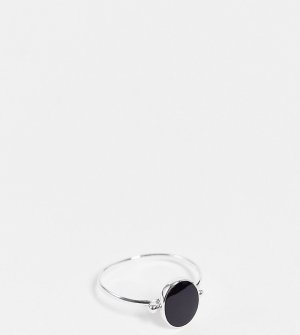 Кольцо из стерлингового серебра с черным овальным декором -Серебристый Kingsley Ryan Curve