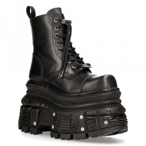 Кожаные военные ботинки цвета металлик — MILI083CCT-C4, черный New Rock