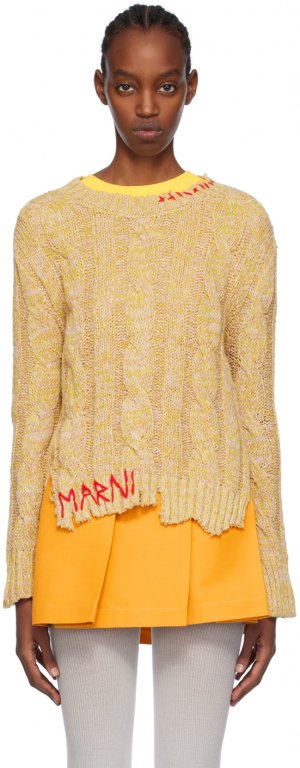 Желтый рваный свитер Marni