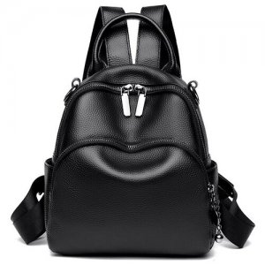 Рюкзак женский черный из натуральной кожи SH. Цвет: черный