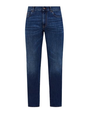 Окрашенные вручную джинсы с выбеленным эффектом делаве CANALI. Цвет: синий