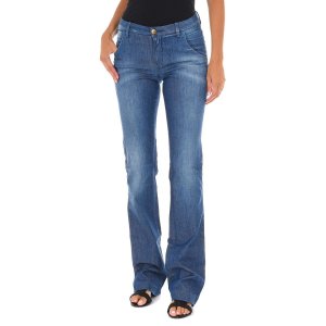 Длинные джинсовые брюки с эффектом потертости и расклешенным краем 70DBF0371 женщина MET