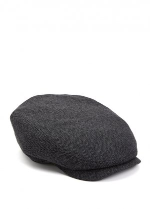 Мужская шелковая шляпа антрацитового цвета с узором «елочка» Stetson