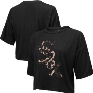 Женская укороченная футболка с леопардовым принтом Threads Black Chicago White Sox Majestic