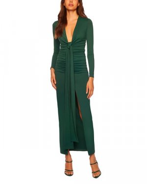 Платье макси с длинными рукавами и драпировкой со сборками Susana Monaco, цвет Green monaco