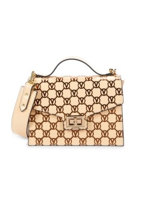 Кожаная сумка-портфель Titti с монограммой , цвет Creamy Mario Valentino