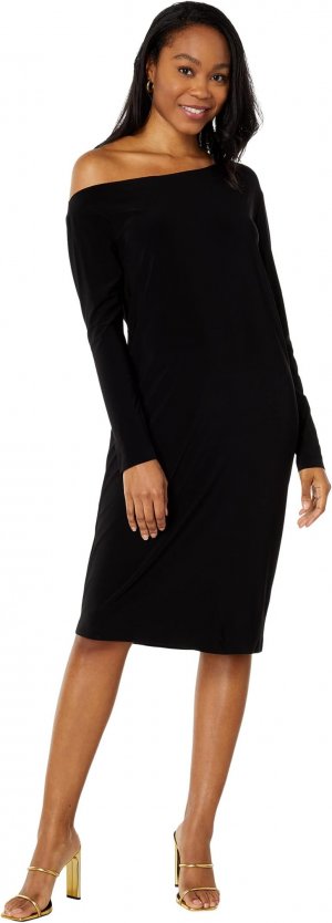 Платье с длинными рукавами и заниженными плечами , черный Norma Kamali