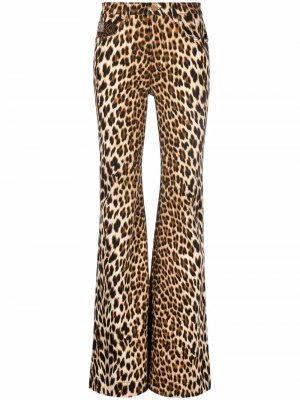 Расклешенные брюки с леопардовым принтом Roberto Cavalli. Цвет: коричневый