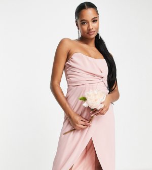 Свадебное платье-бандо с запахом пыльно-розового цвета Bridesmaid Noee-Оранжевый цвет TFNC Petite