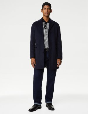 Полушерстяное пальто Revere , темно-синий Marks & Spencer