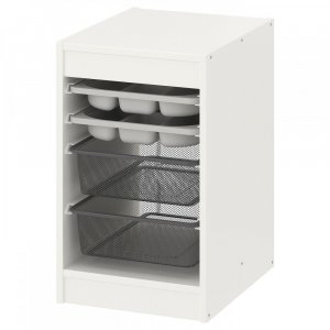 Комбинация для хранения ИКЕА ТРОФАСТ с лотком белый серый темно-серый 34x44x56 см IKEA