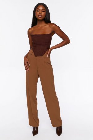 Прямые брюки со средней посадкой , коричневый Forever 21