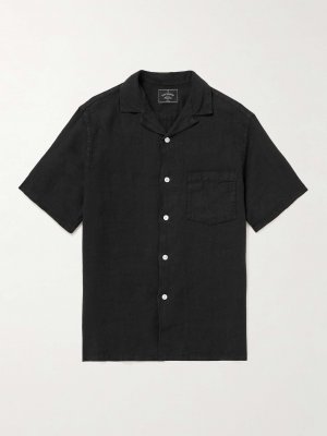 Льняная рубашка с воротником-стойкой PORTUGUESE FLANNEL, черный Flannel