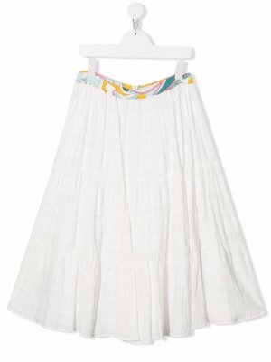 Flared tiered skirt Emilio Pucci Junior. Цвет: белый